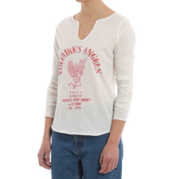 Zadig & Voltaire Tunisian ML Angels Henley Graphic Long Sleeve Shirt - Picture 9 of 9
